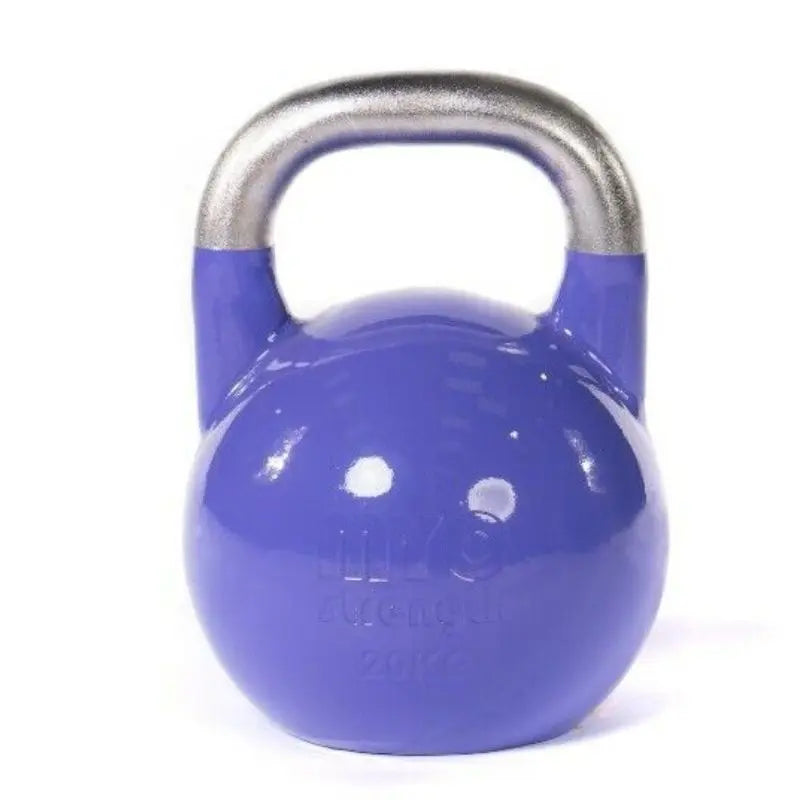 The MYO Strength Competition Kettlebell, made of hollow steel with a 35mm handle and color-coded by weight (4–40kg), is ideal for competition training and available for UK delivery.