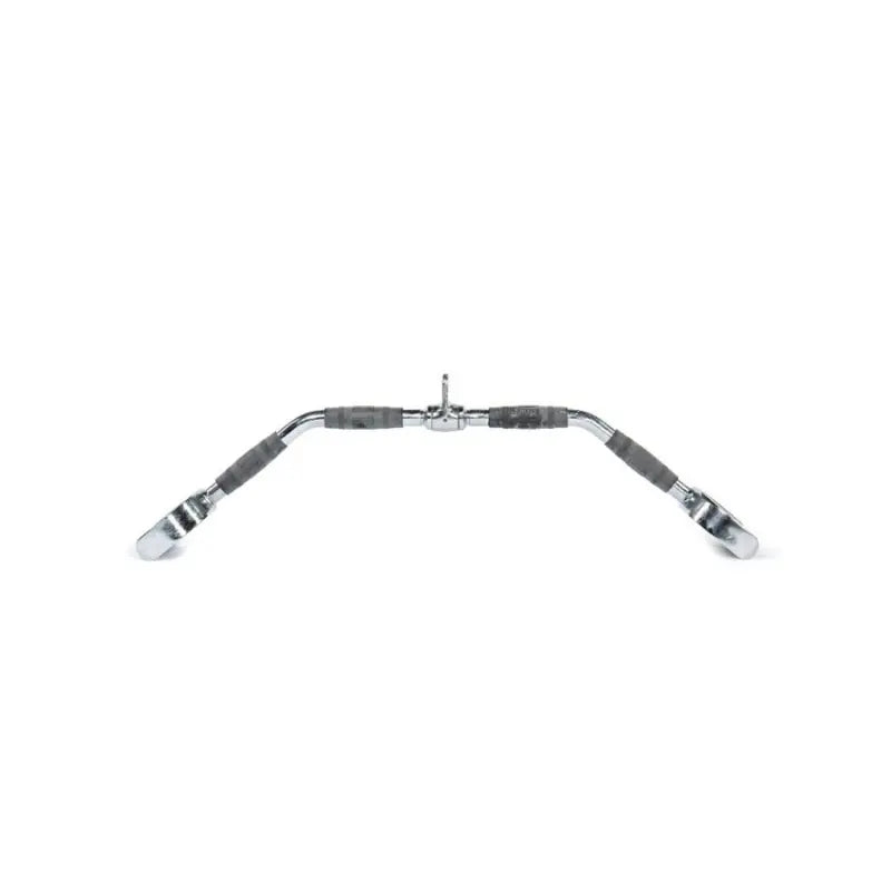 The MYO Strength Cable Attachment is an 80cm chrome lat pulldown bar with parallel PU grips and angled ends, designed for versatile upper body exercises as a gym cable attachment from MYO Strength.