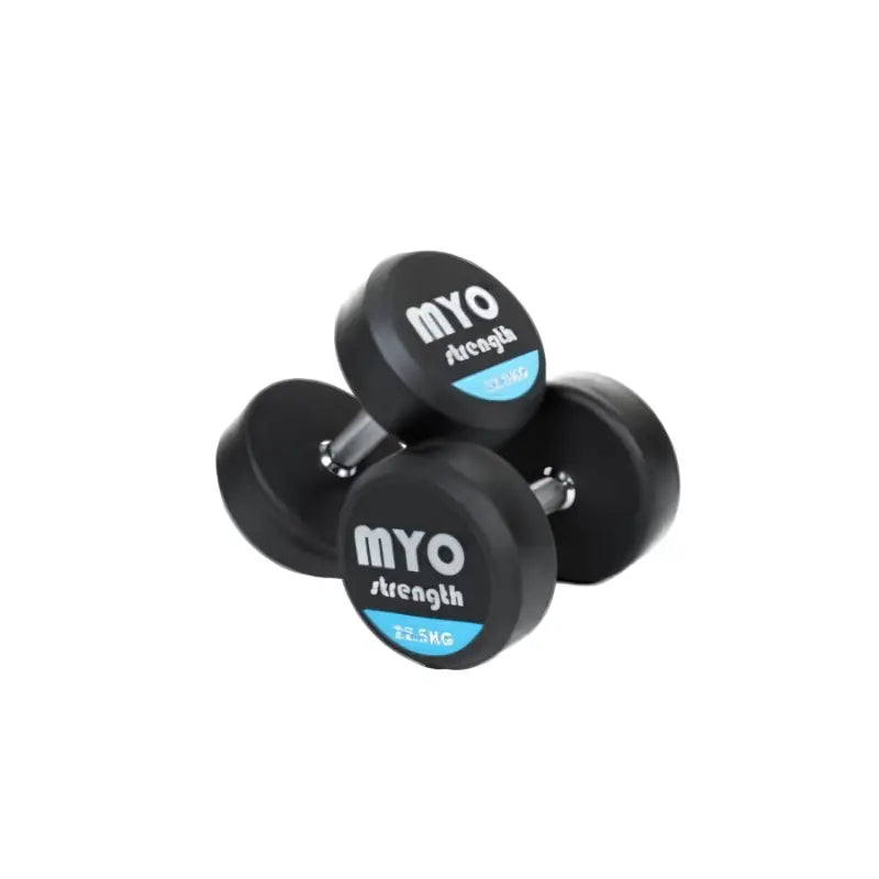 MYO Strength Rubber Dumbbells | Noise-Reducing, Durable & Colour-Coded (2.5kg–50kg) MYO Strength