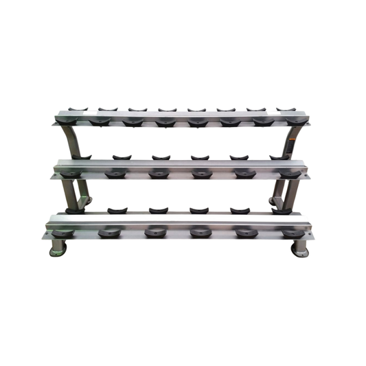 MYO Strength 10 Pair 3 Tier Dumbbell Rack with Stirrups – Heavy-Duty Commercial Storage