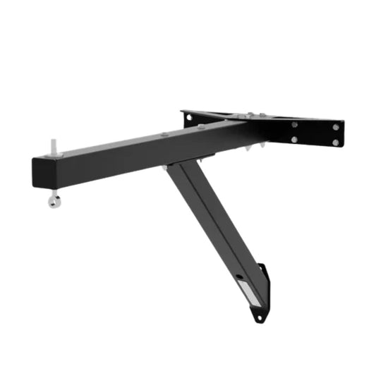 The Jordan Elite Punch Bag Wall Bracket (Inc D-Shakel) is a black metal bracket with two arms, built for heavy-duty support of equipment, shelves, or as a punch bag hanger. Durable design by Jordan; shown on a plain white background.