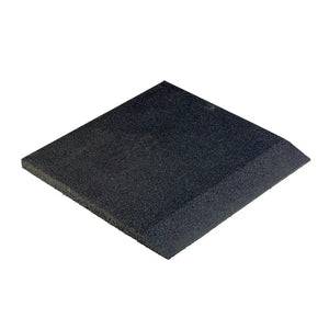 The JORDAN - ACTIV Gym Flooring Rubber Tiles in black, by the brand Jordan, feature a speckled dark gray and black surface resembling granite. They stand upright on a plain white background, perfect for gym equipment protection and noise reduction.